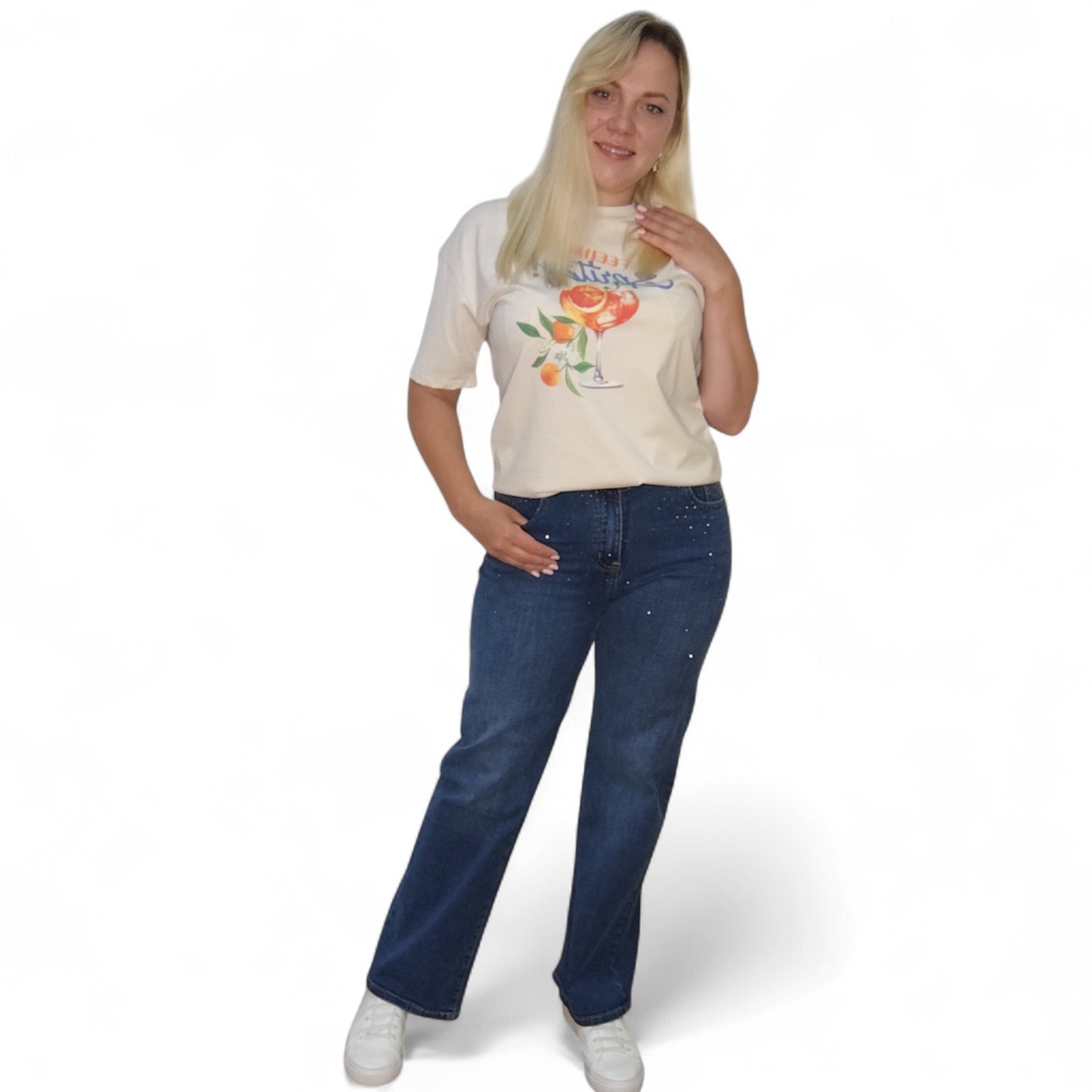 Jeans mit Strasssteinchen