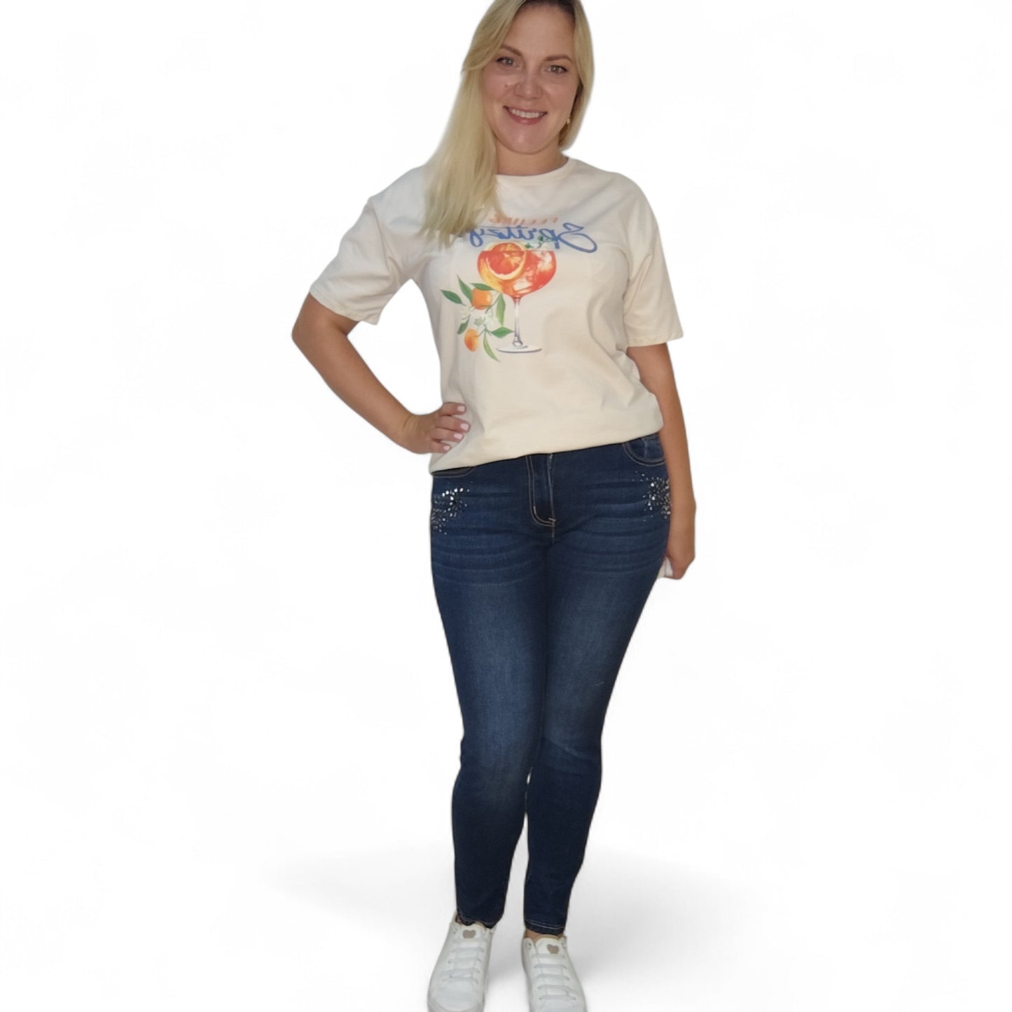 Jeans mit Strassbesatz