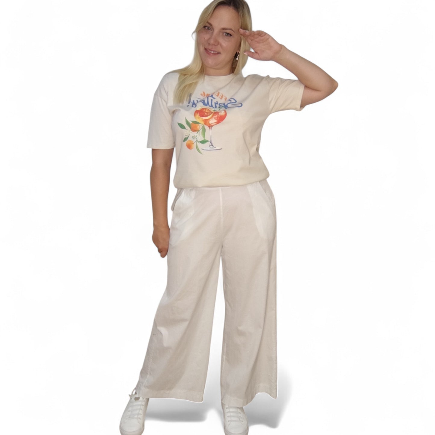 Weite Stoffhose in Weiß