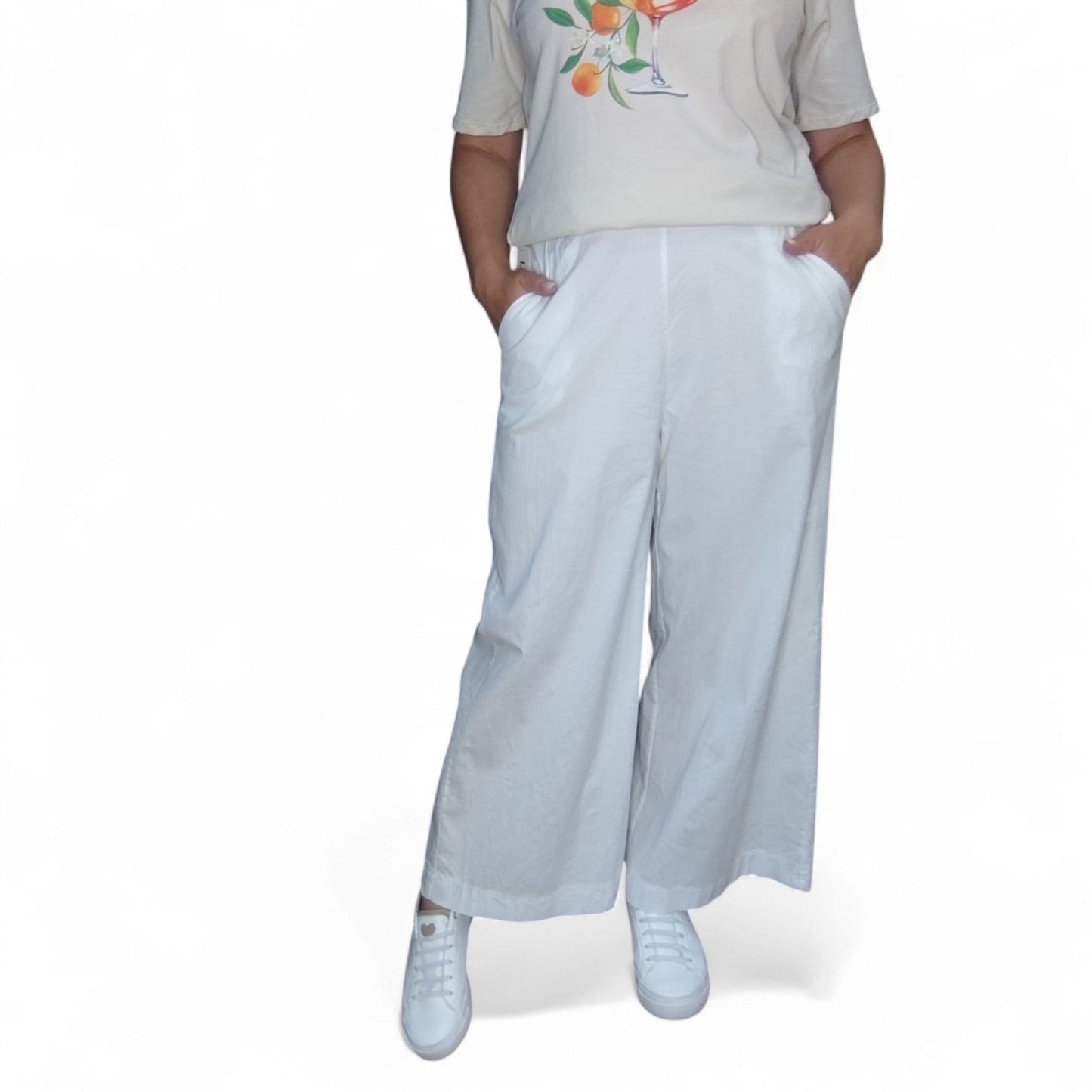 Weite Stoffhose in Weiß