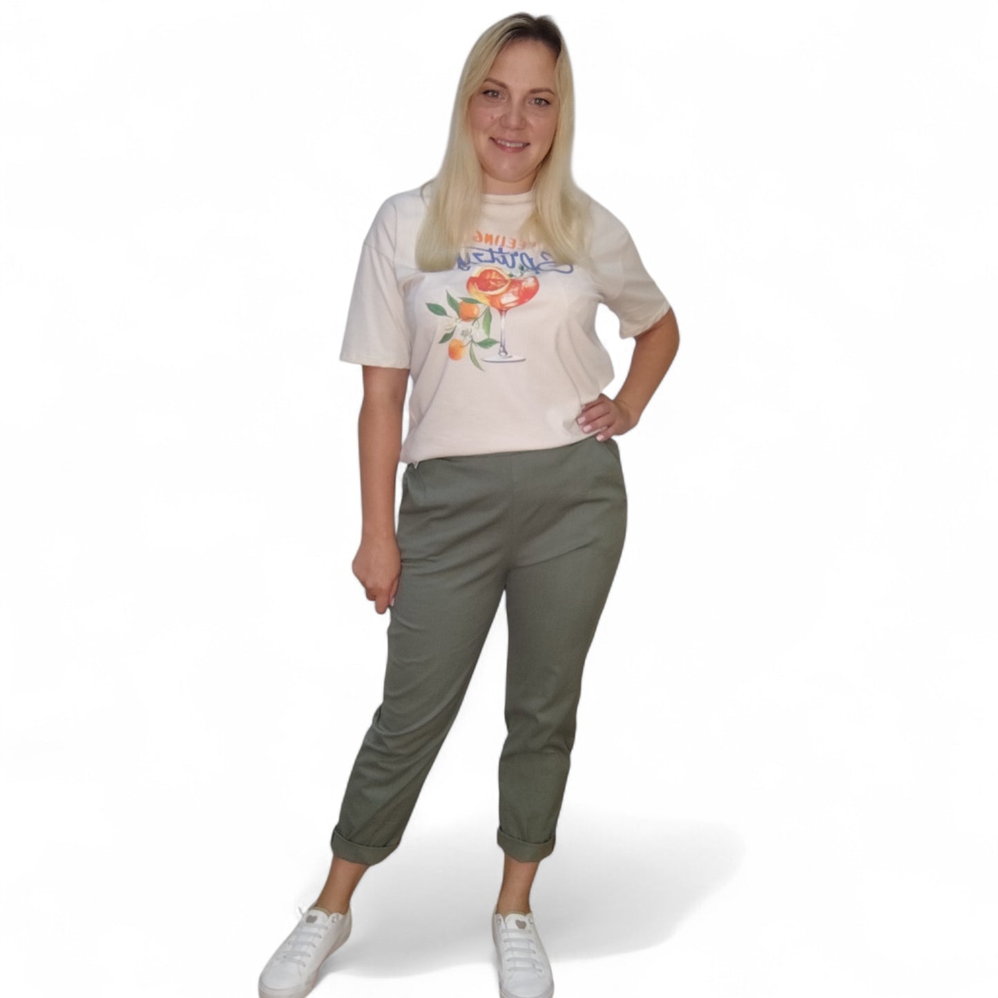 Chinohose in Oliv