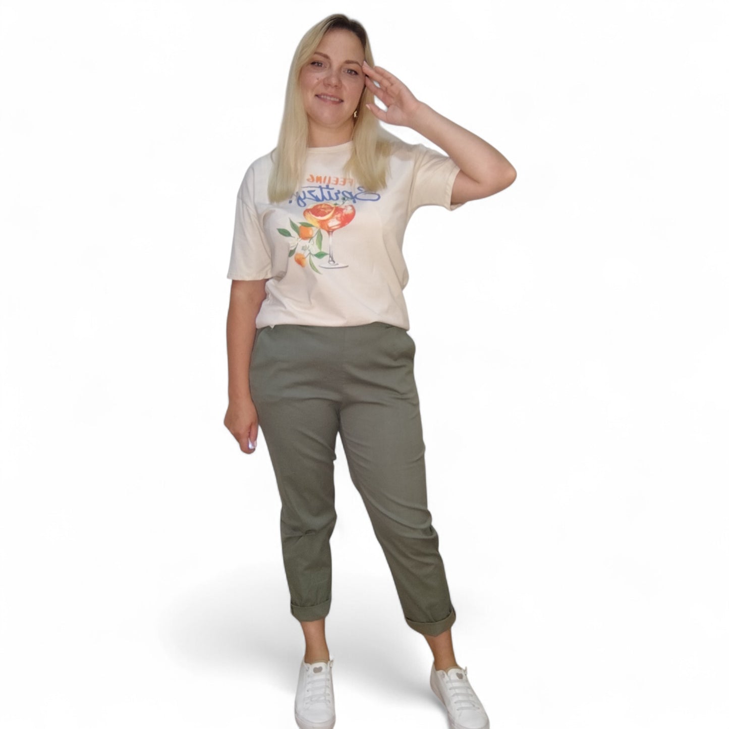 Chinohose in Oliv