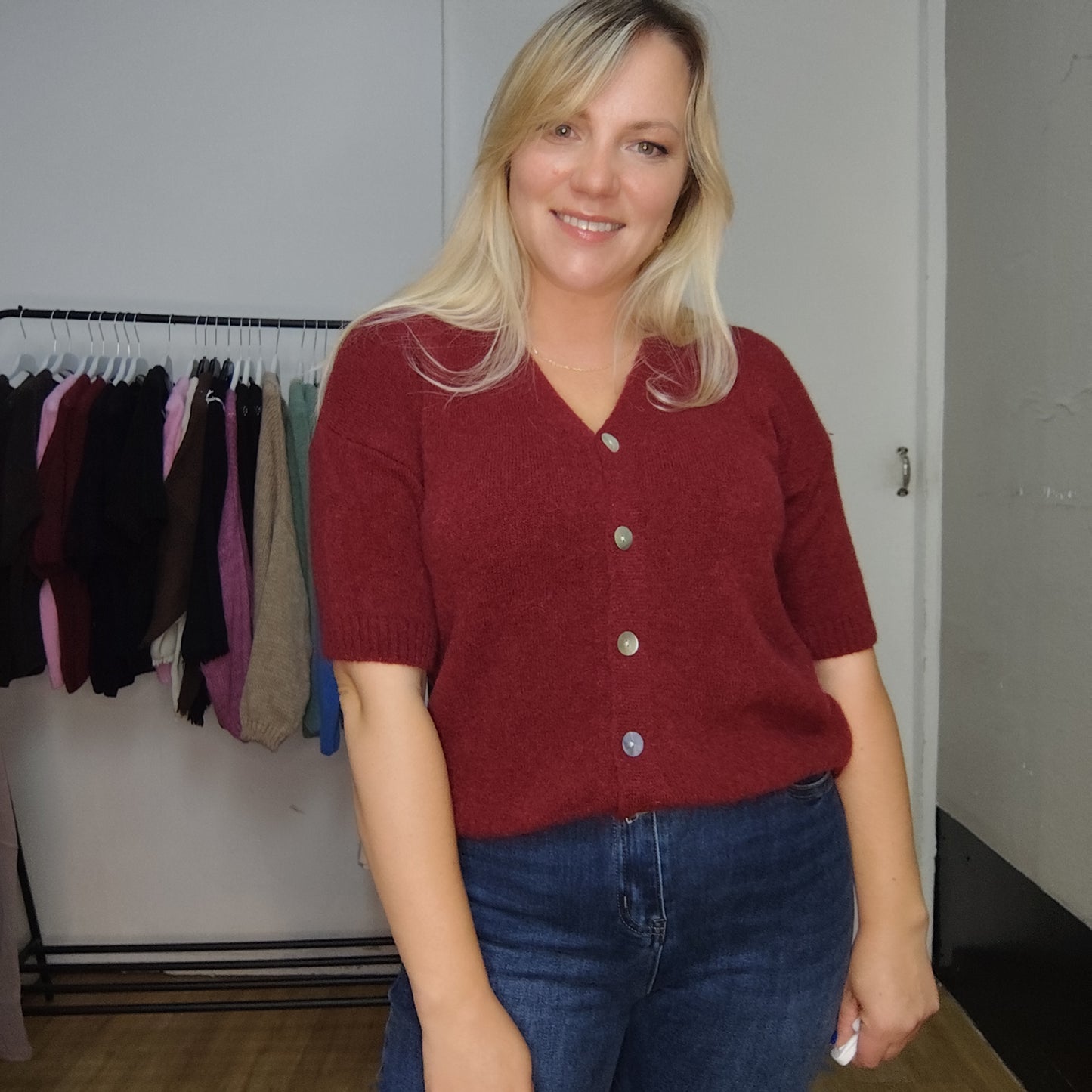 Strickjacke "Alina" in Weinrot