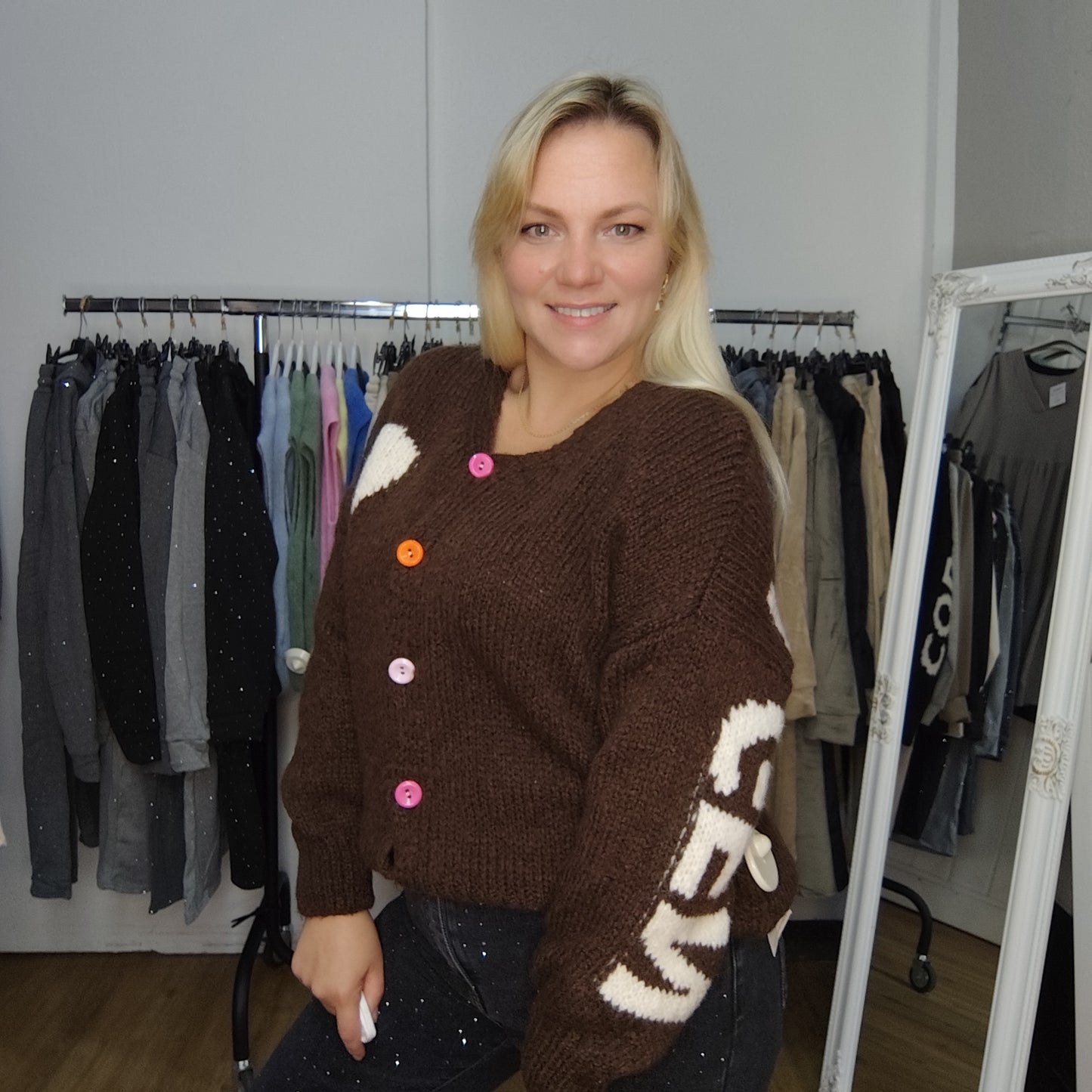 Strickjacke "Luise" in Dunkelbraun