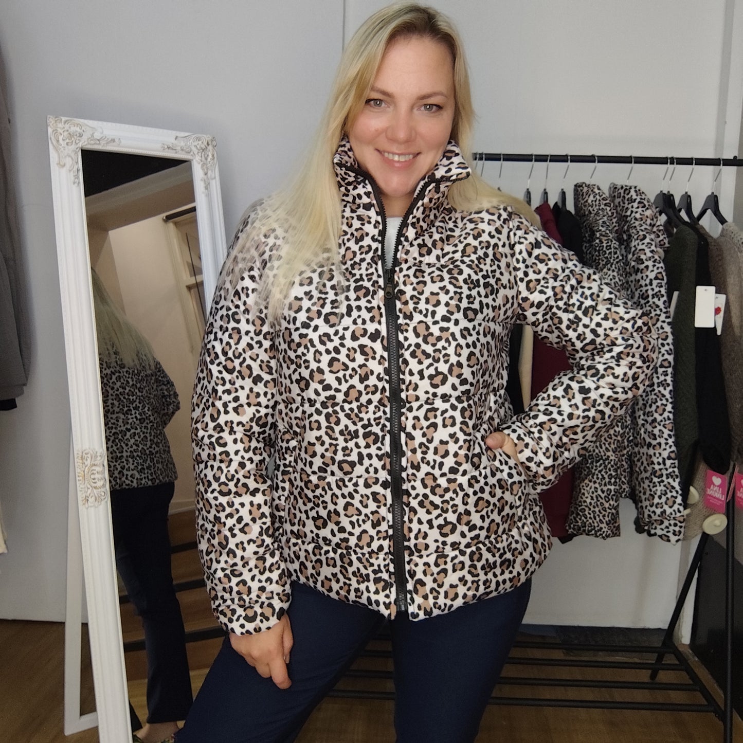Steppjacke "Marta" mit grobem Leomuster