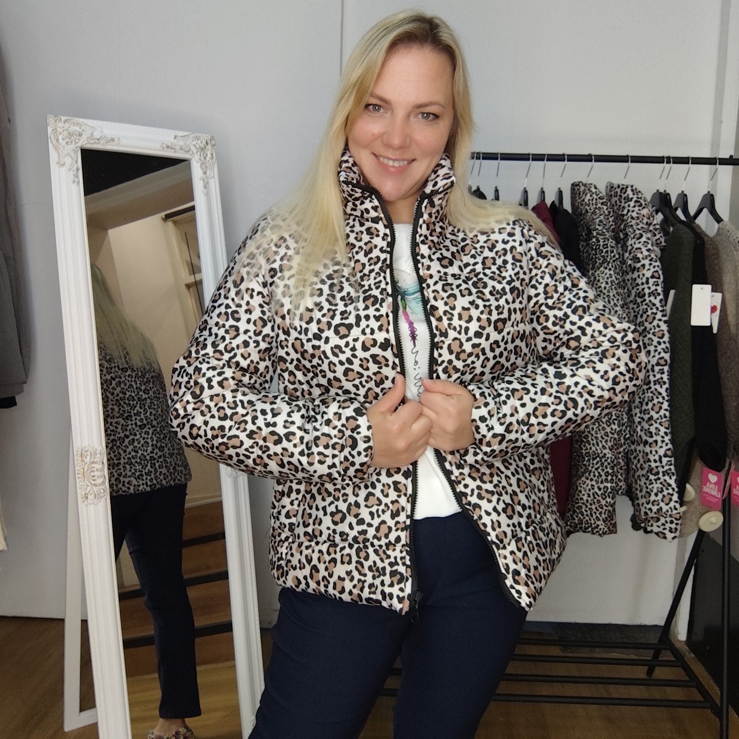 Steppjacke "Marta" mit grobem Leomuster