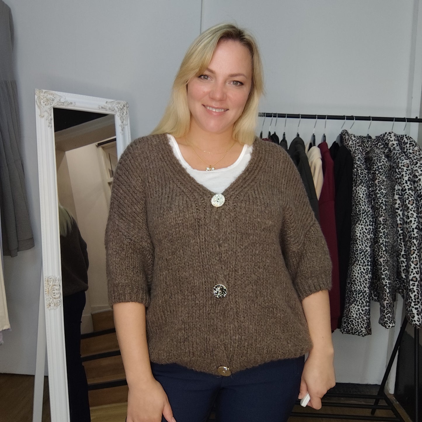 Strickjacke "Cora" in Braun