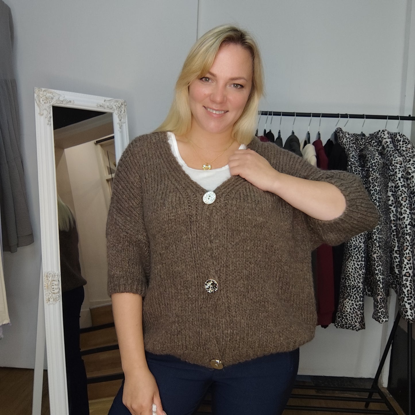 Strickjacke "Cora" in Braun