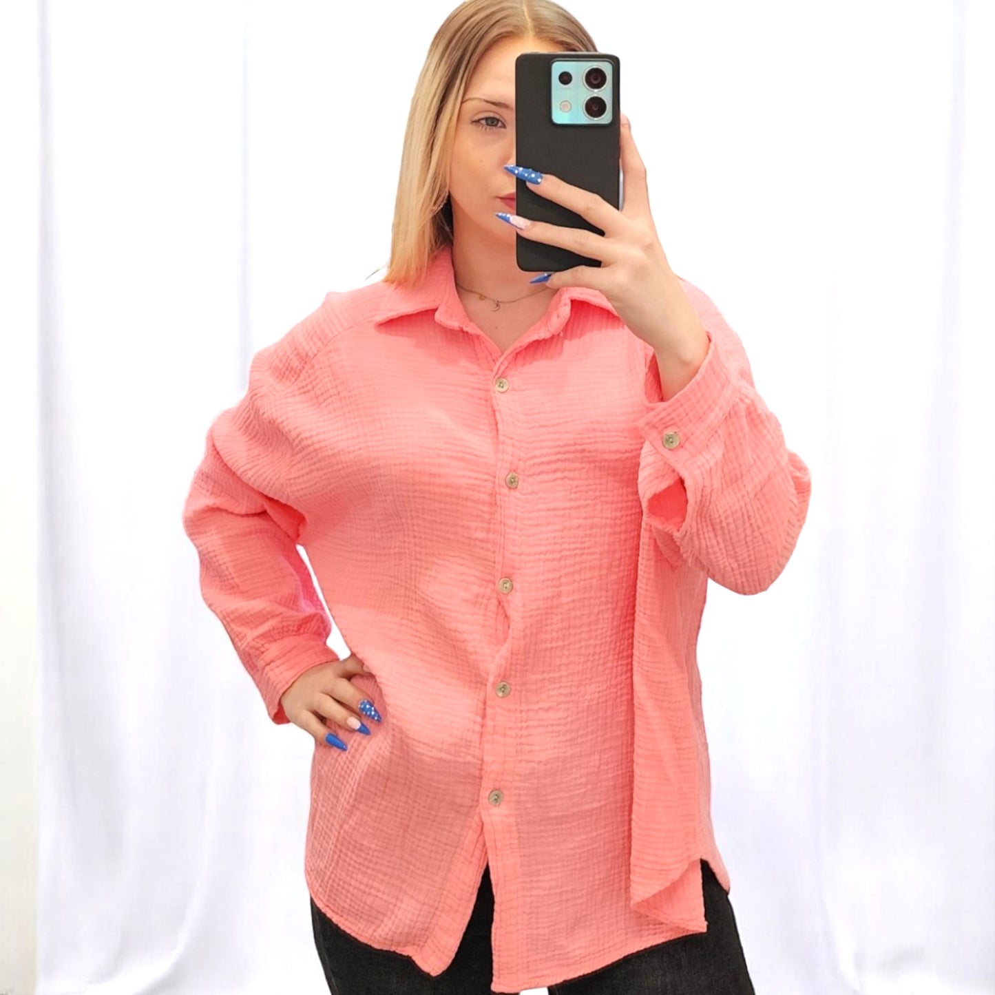Musselin Bluse in Rosa