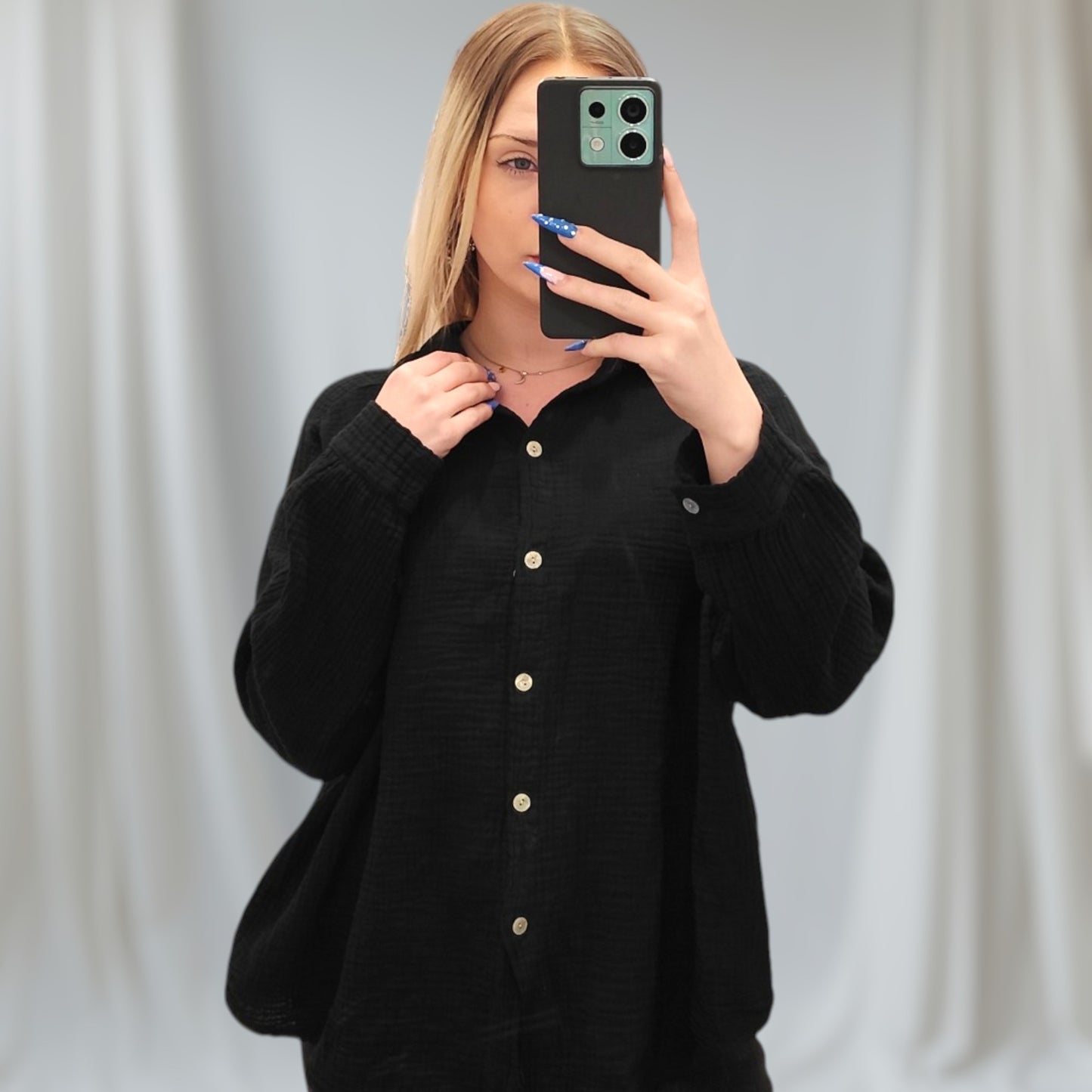 Musselin Bluse in Schwarz