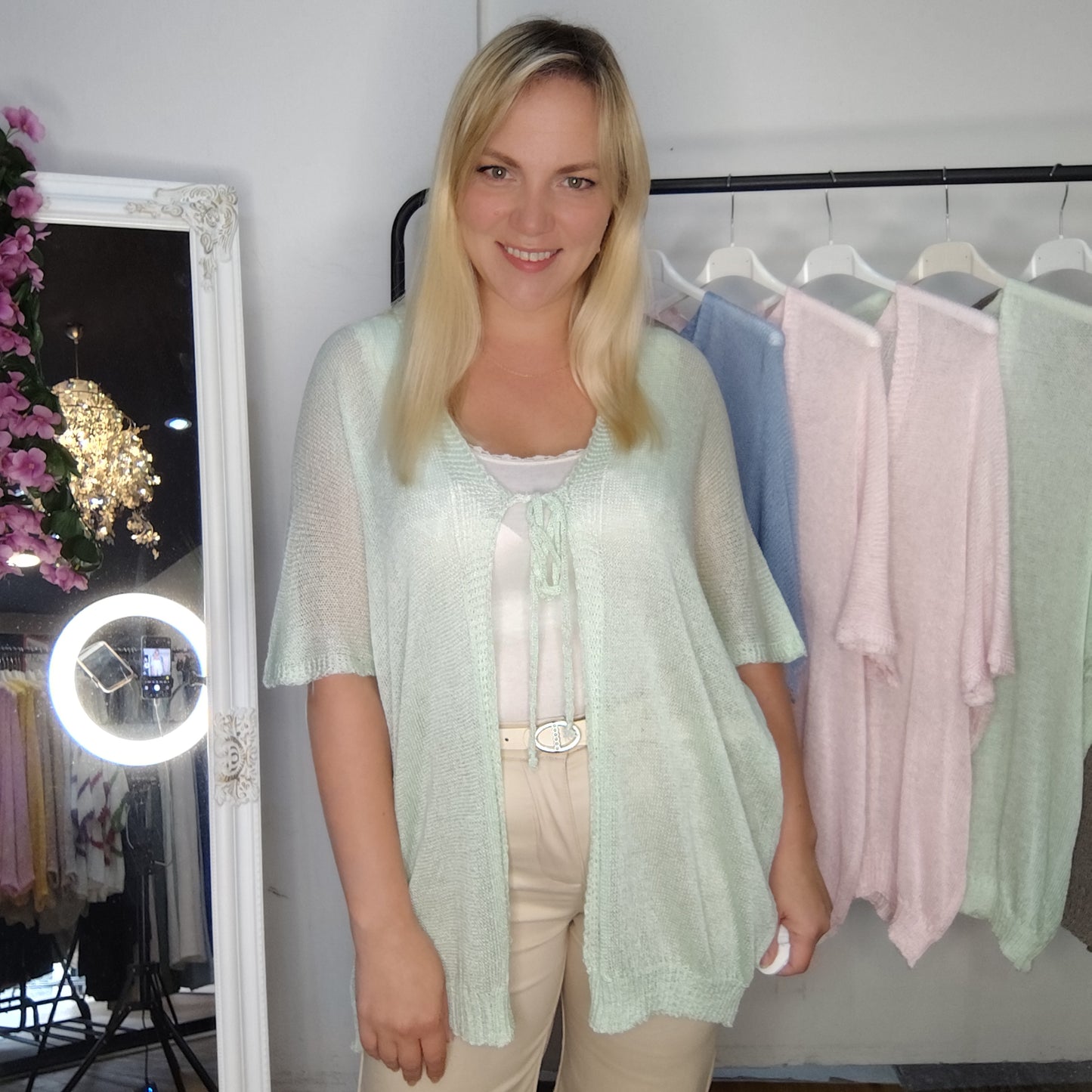 Feinstrickjacke in Mintgrün