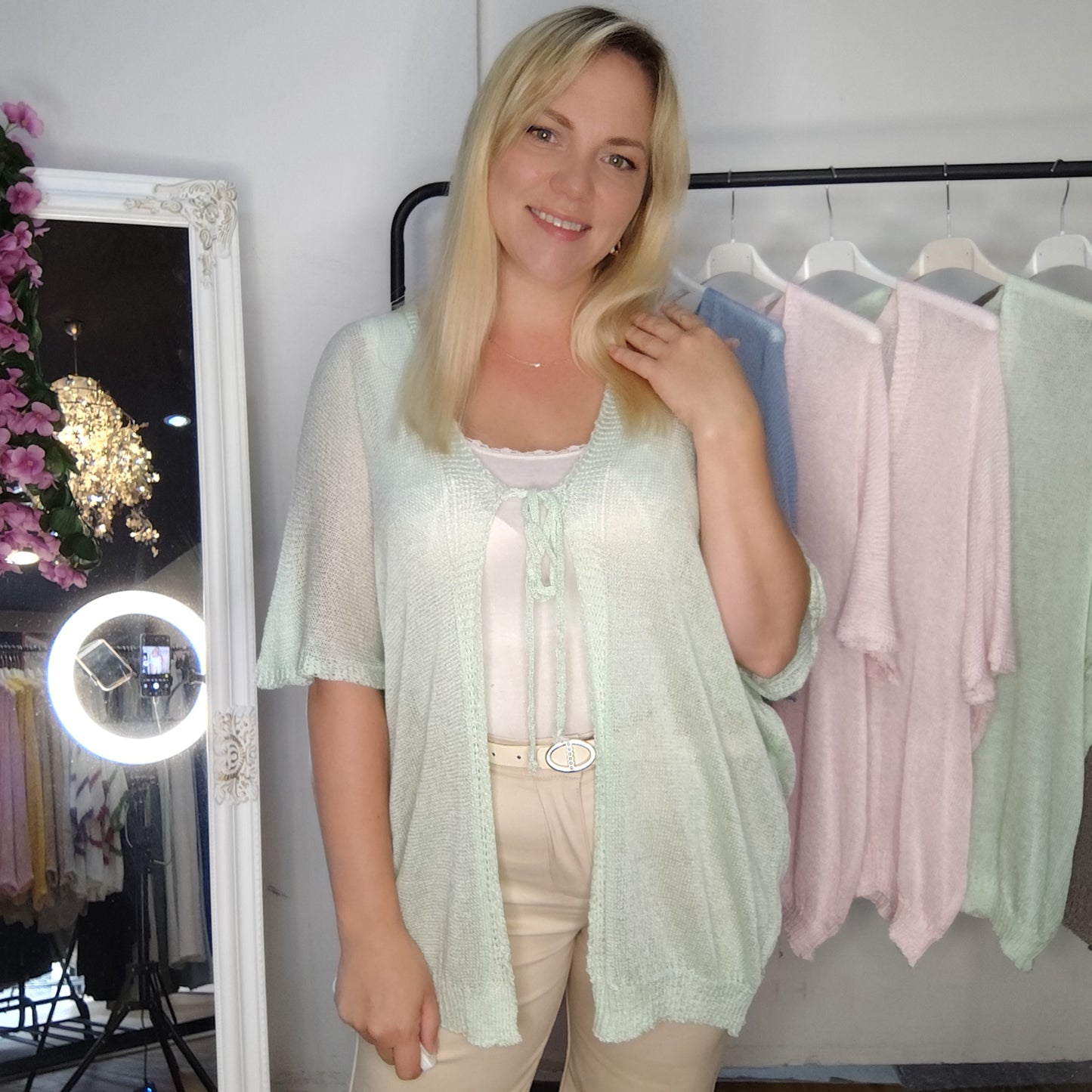 Feinstrickjacke in Mintgrün