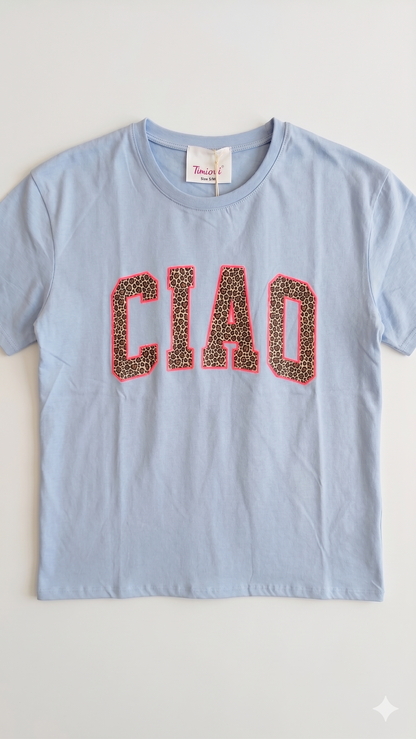 T-Shirt Ciao Neon Leo Hellblau