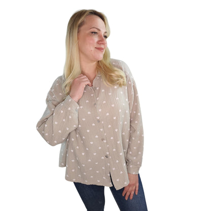 Musselin Bluse mit Herzchen in Beige