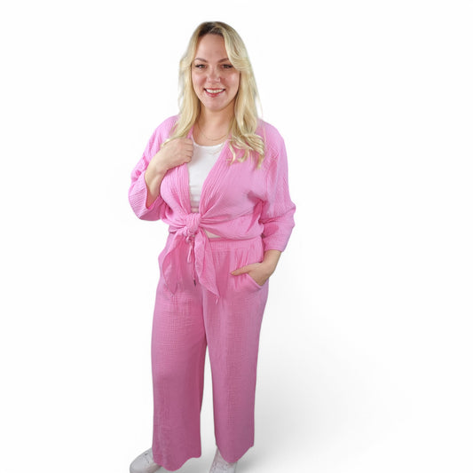 Musselin Zweiteiler in Rosa