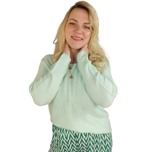 Feinstrickpullover in Mintgrün