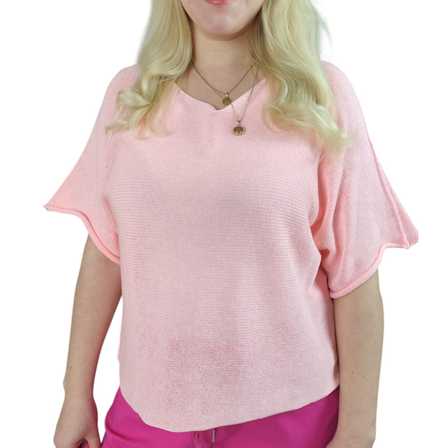 Oversize Feinstrick Shirt in Rosa