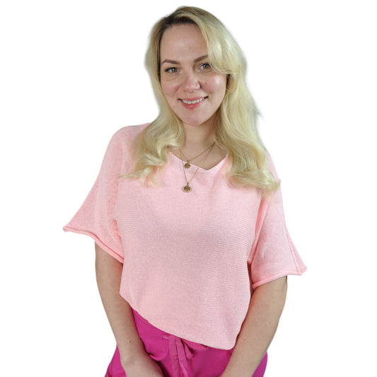 Oversize Feinstrick Shirt in Rosa