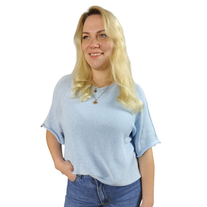 Oversize Feinstrick Shirt in Hellblau