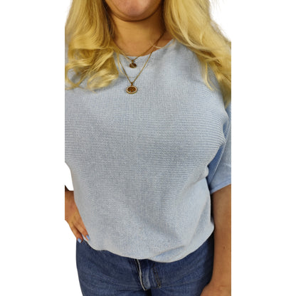 Oversize Feinstrick Shirt in Hellblau