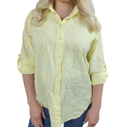 Karo-Bluse in Gelb-Weiß