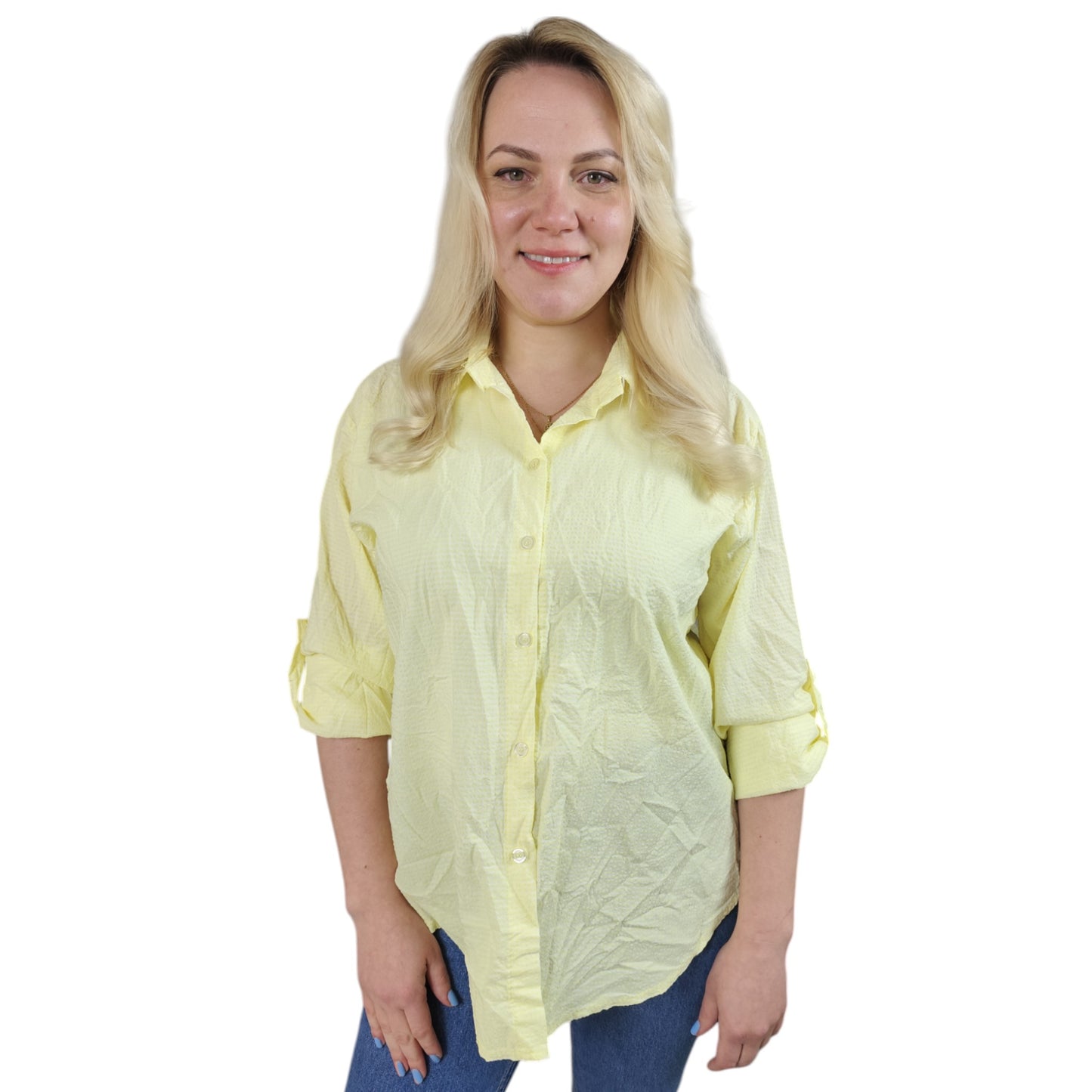 Karo-Bluse in Gelb-Weiß