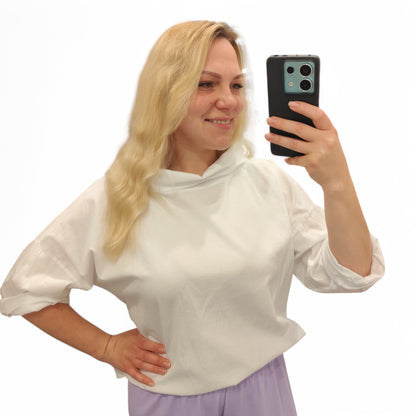 Bluse mit Kragen in Weiß
