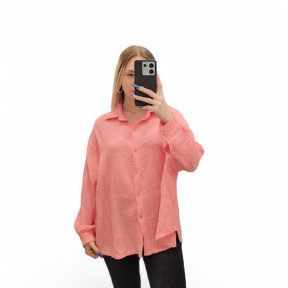 Musselin Bluse in Rosa