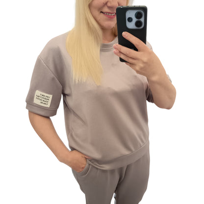 kurzärmliger Jogginganzug/ Jogging Zweiteiler in Braun