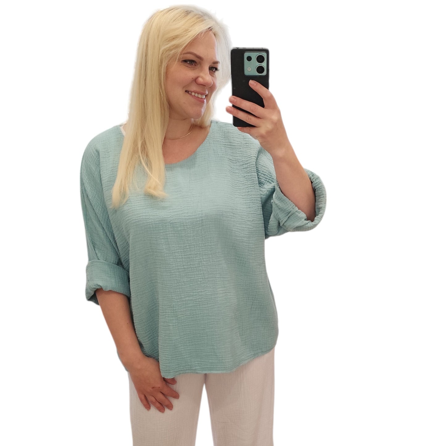 Oversize Musselin Shirt in Mint