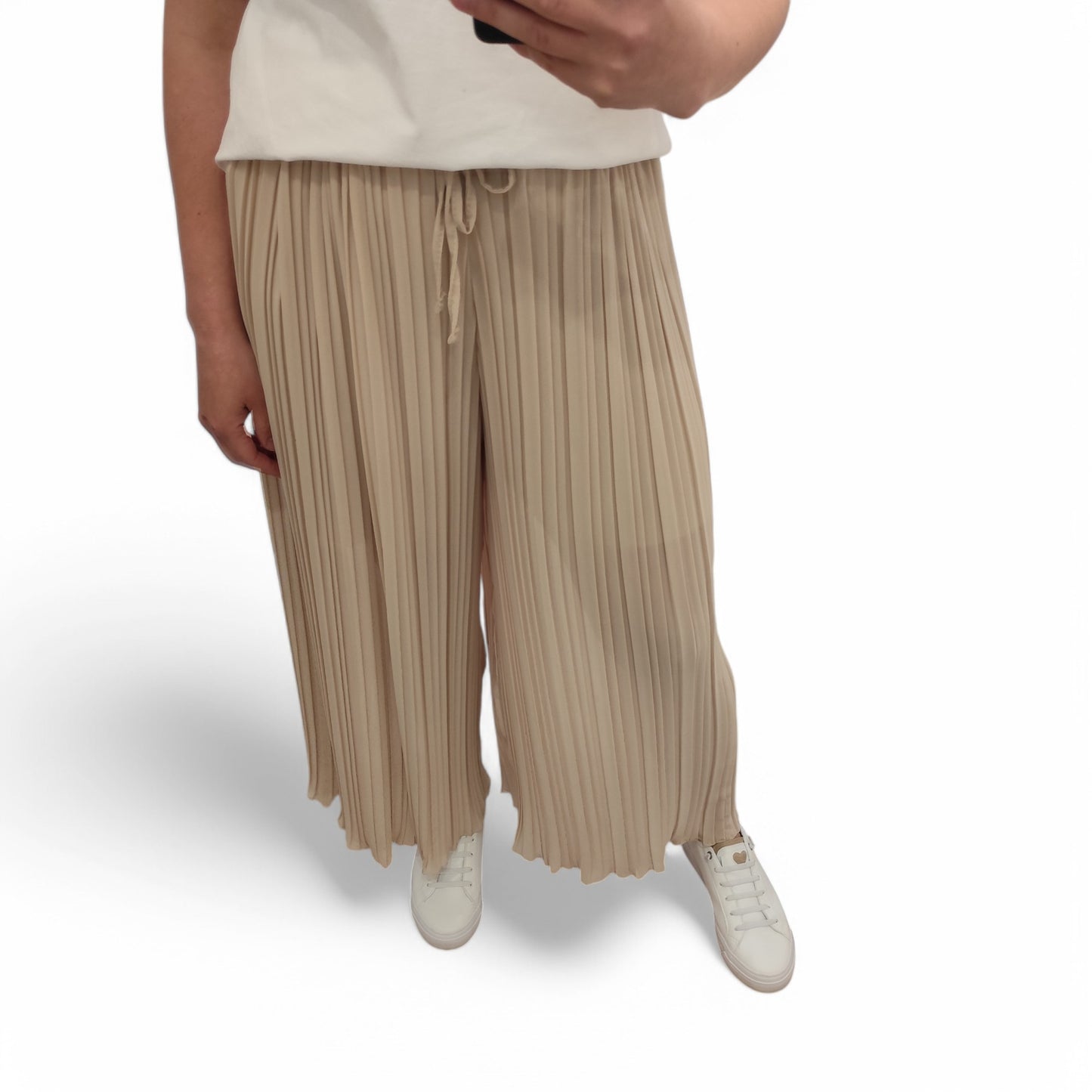 Plisseehose in Beige