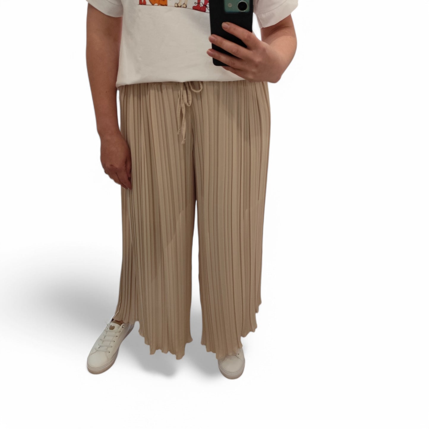 Plisseehose in Beige
