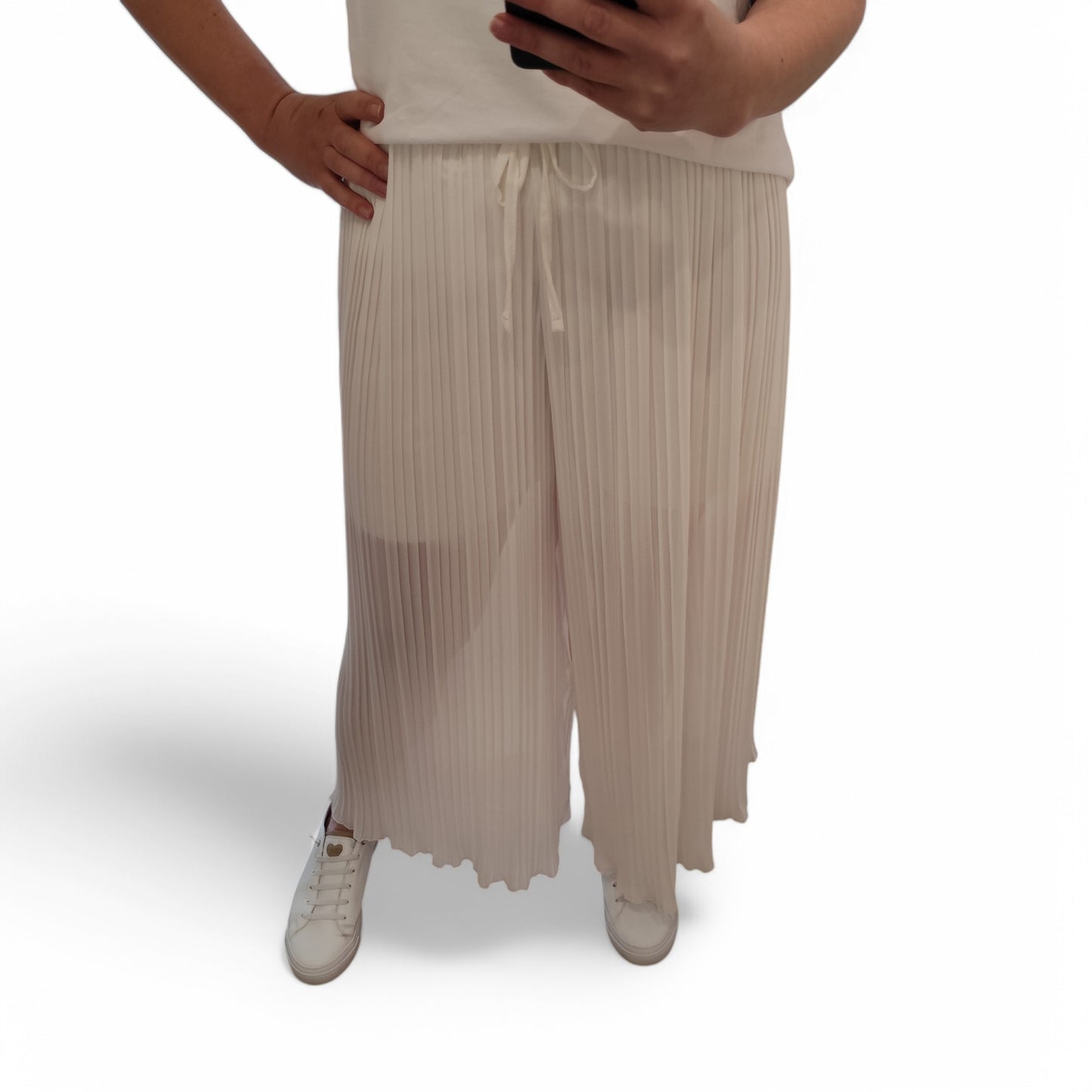 Plisseehose in Weiß