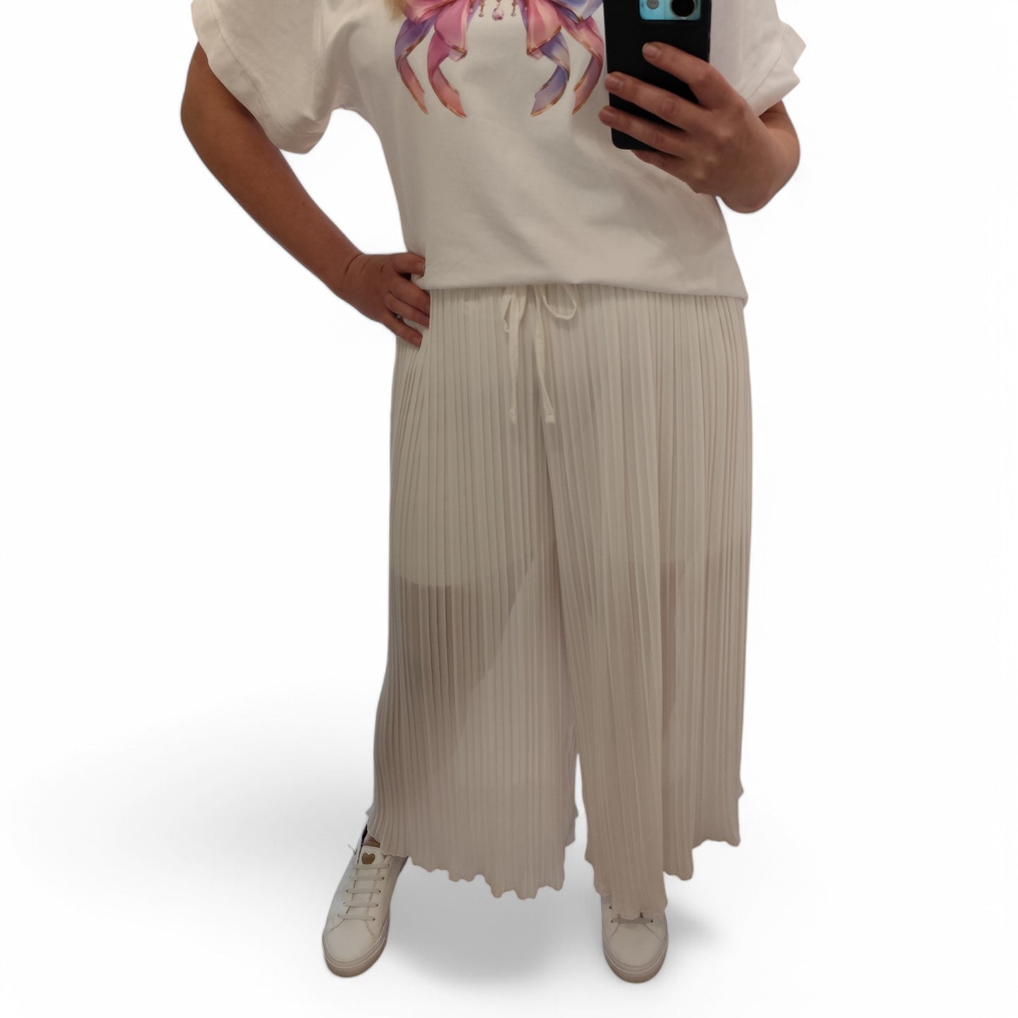 Plisseehose in Weiß