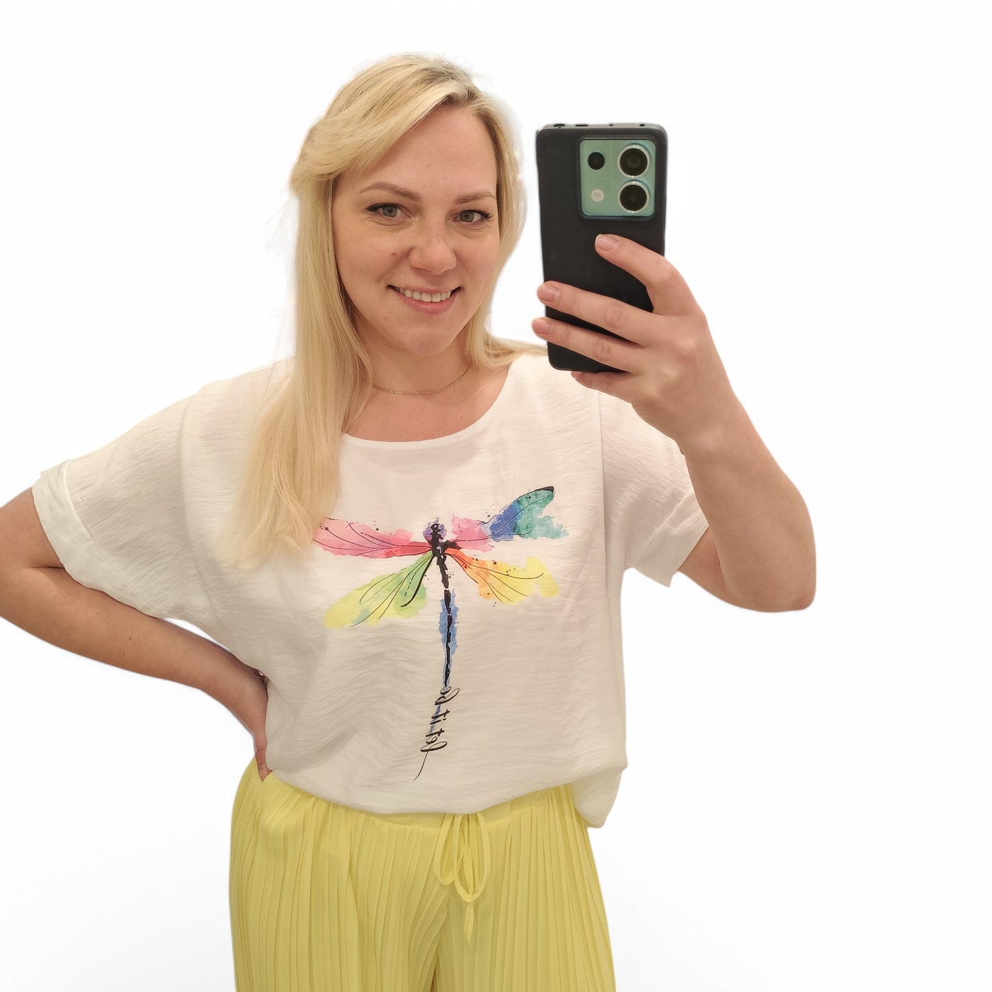 Shirt mit Libelle in Weiß