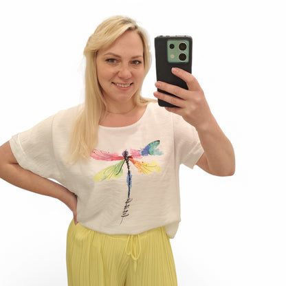 Shirt mit Libelle in Weiß