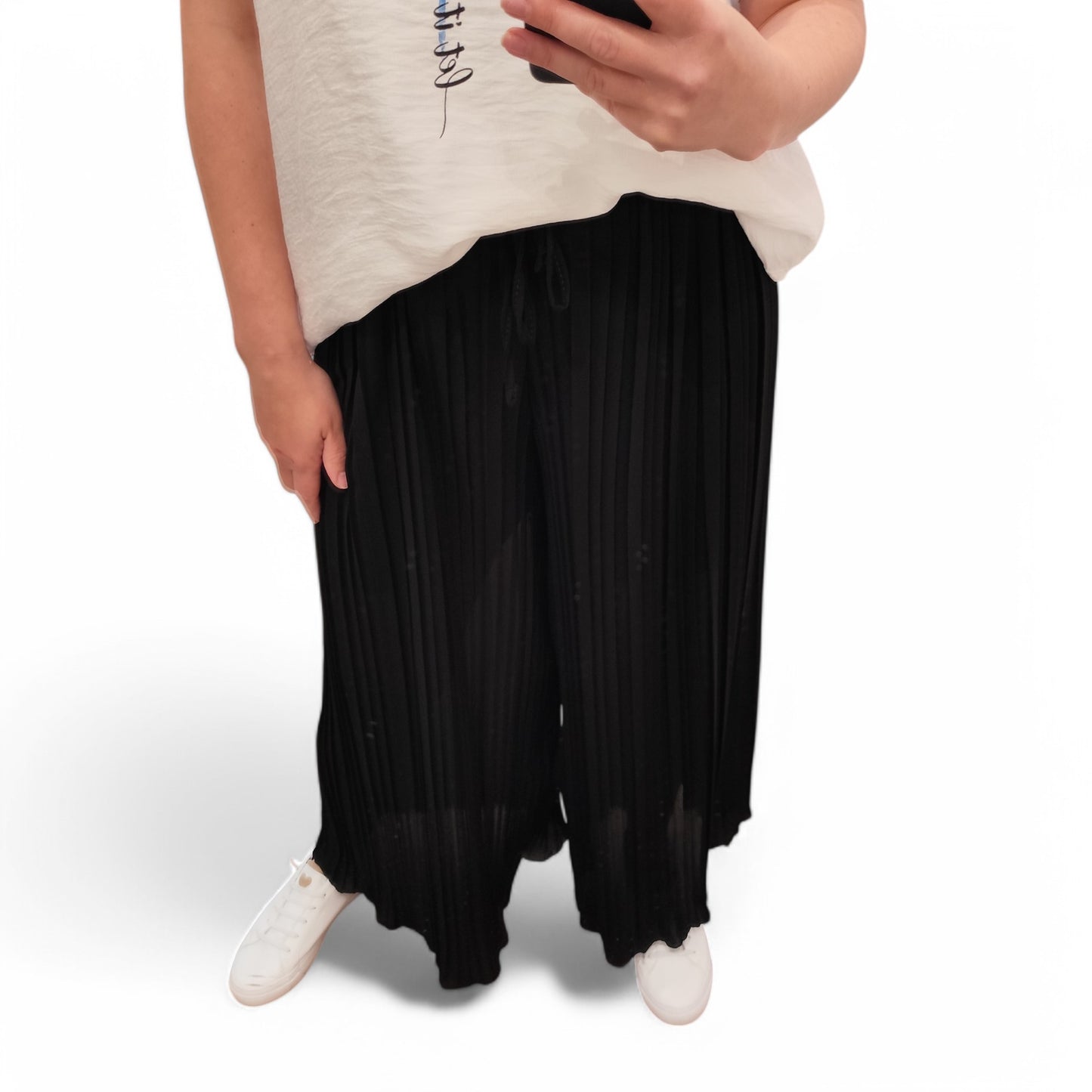 Plisseehose in Schwarz