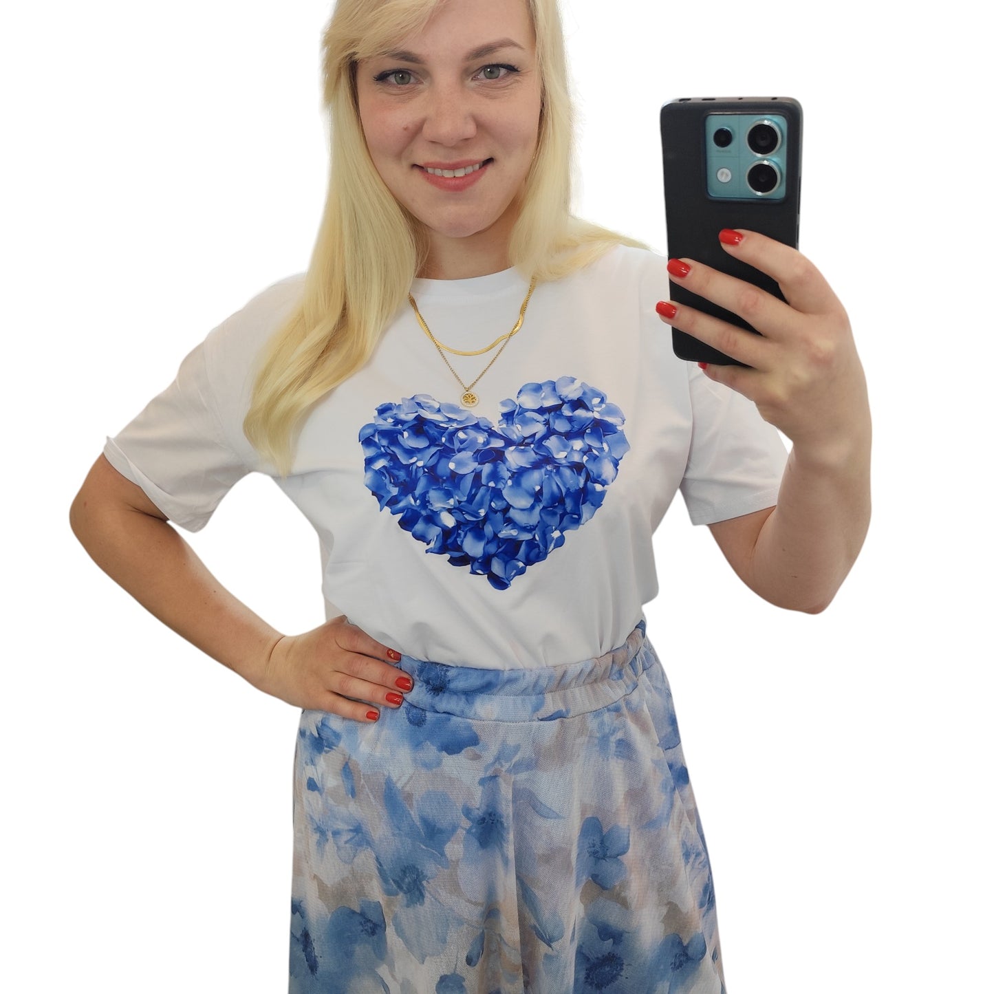 T-Shirt mit floralem Herz