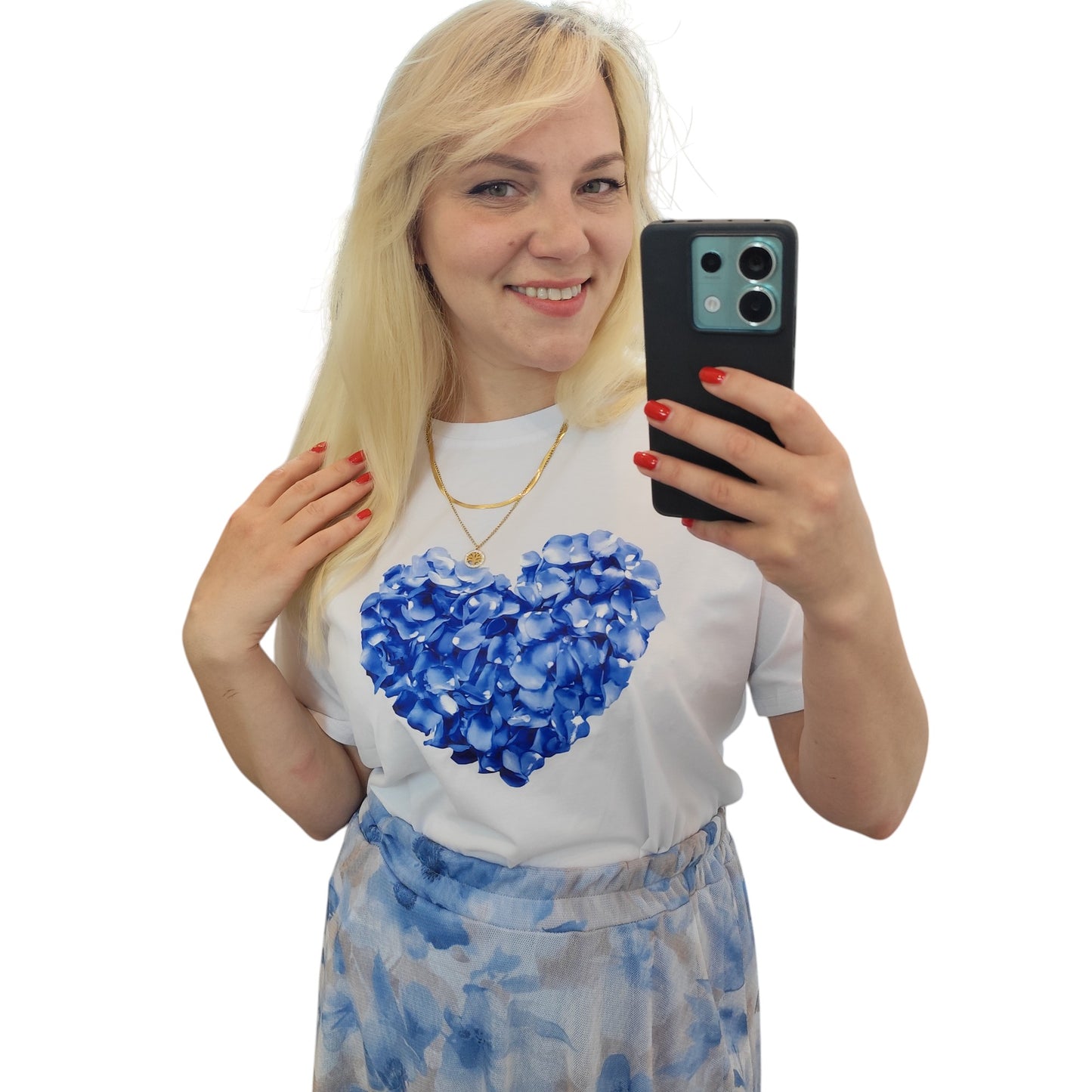 T-Shirt mit floralem Herz