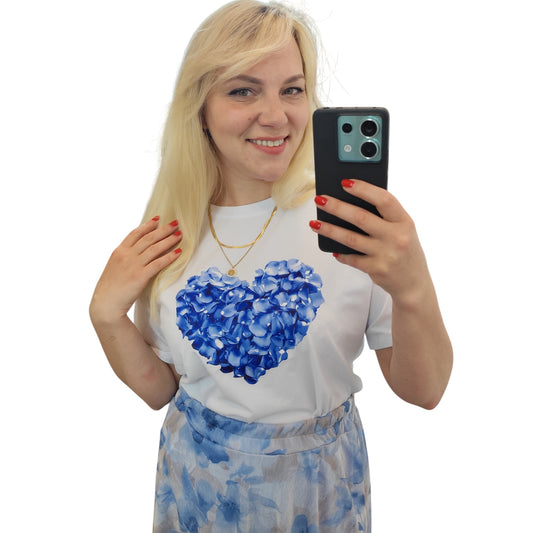 T-Shirt mit floralem Herz