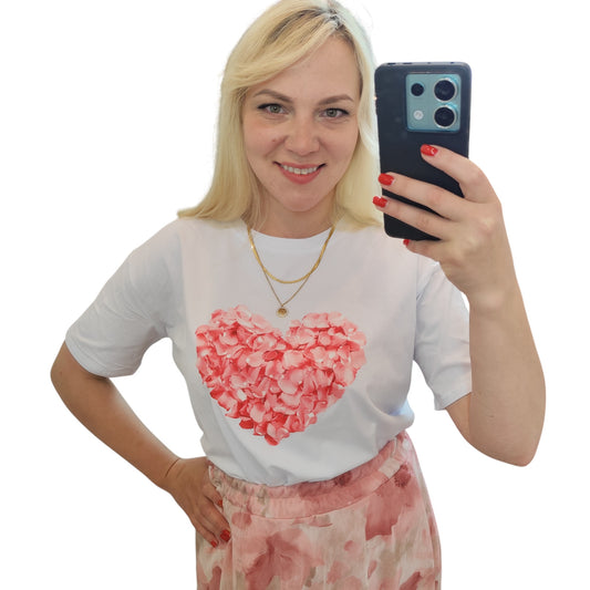T-Shirt mit floralem Herz