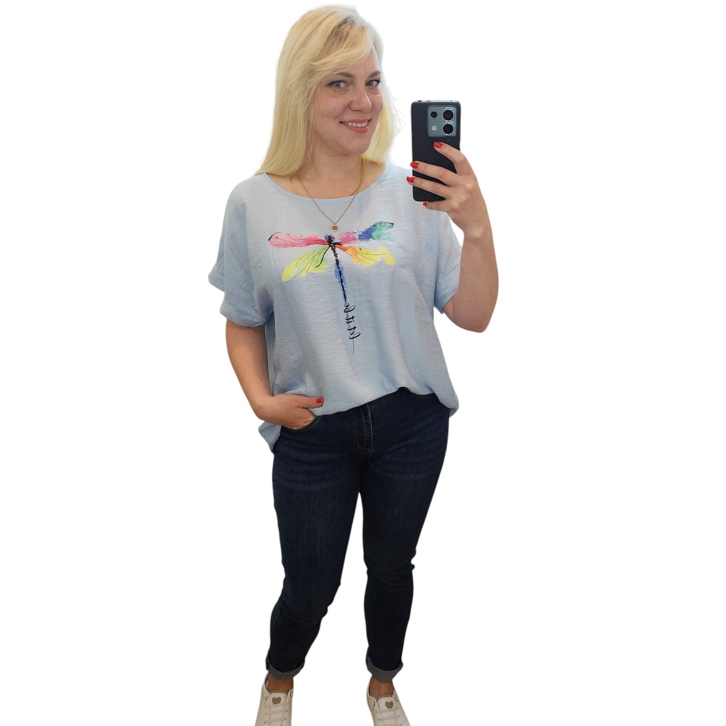 Shirt mit Libelle in Hellblau