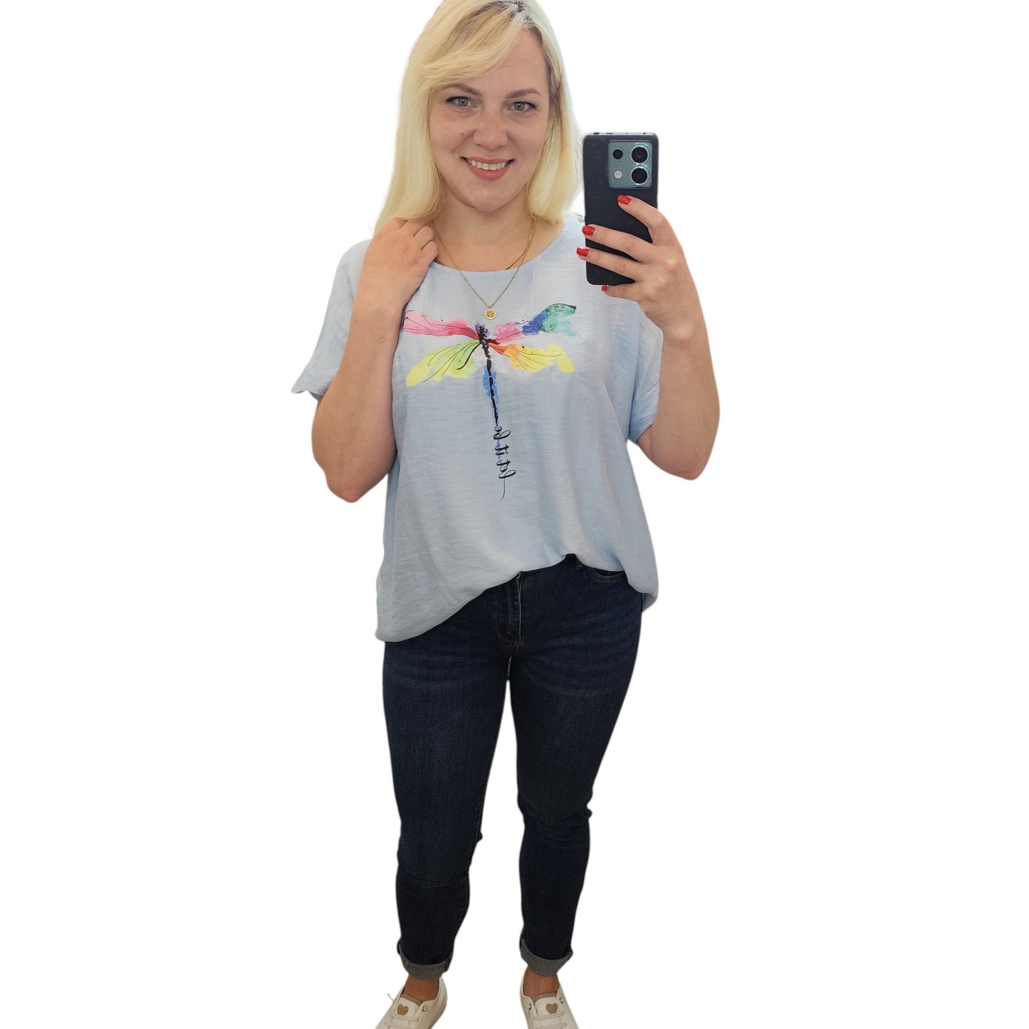 Shirt mit Libelle in Hellblau