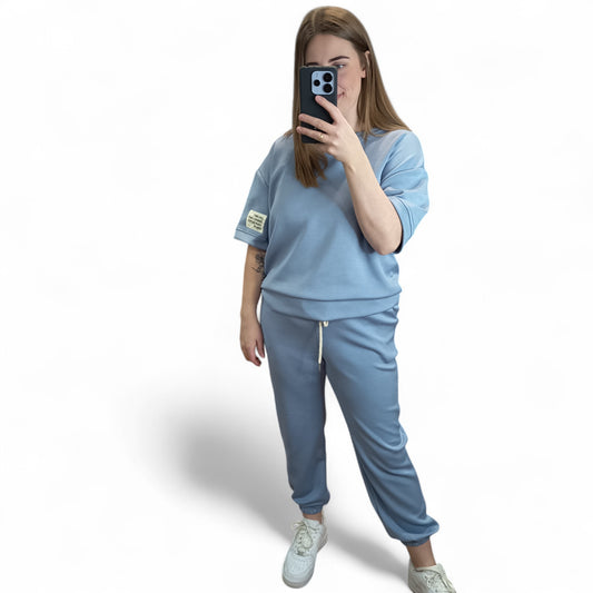 kurzärmliger Jogginganzug/ Jogging Zweiteiler in Blau
