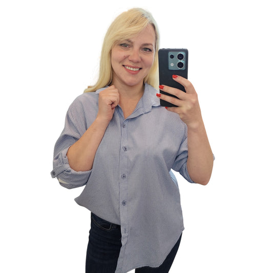 Karo-Bluse in Dunkelblau