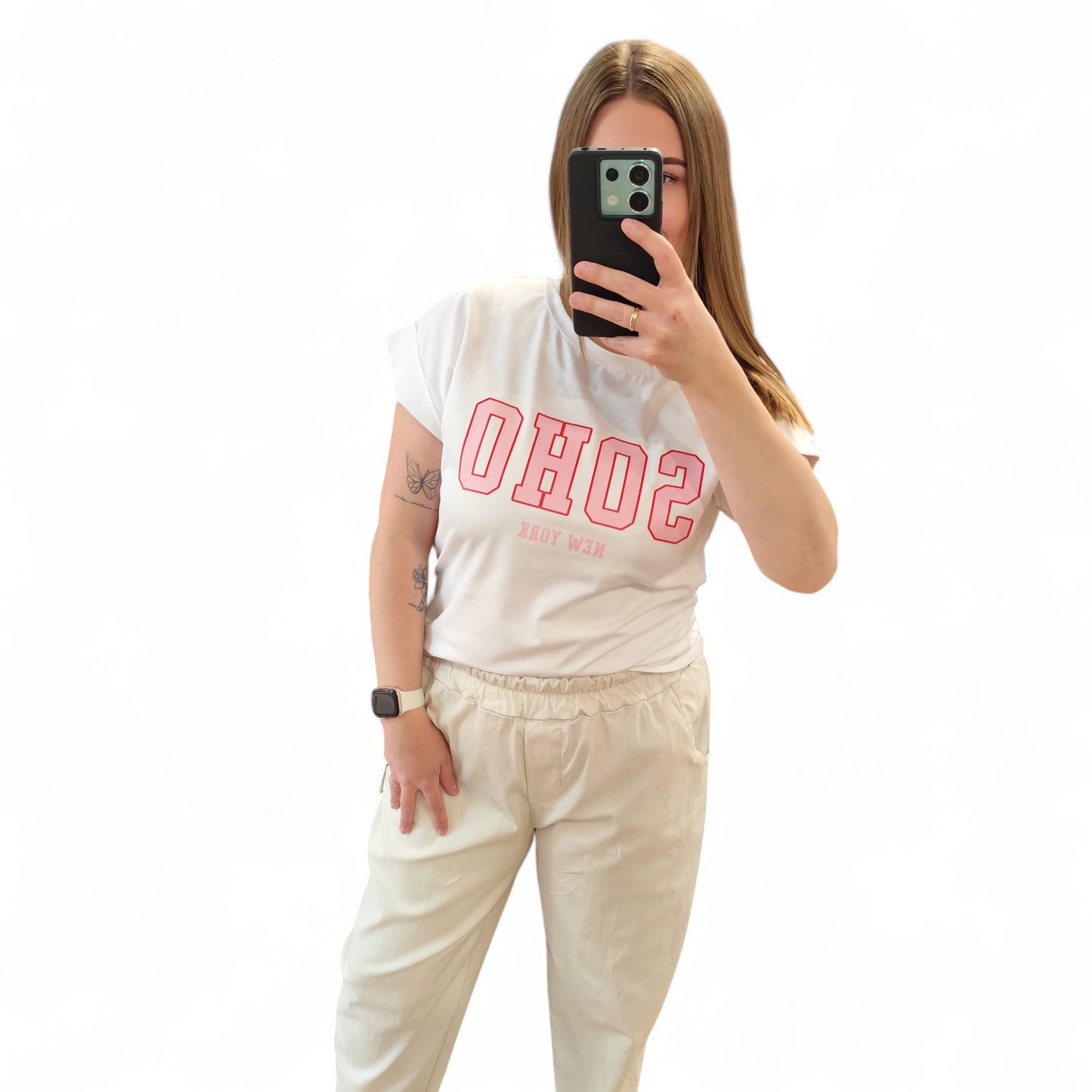 T-Shirt mit Aufdruck in Weiß