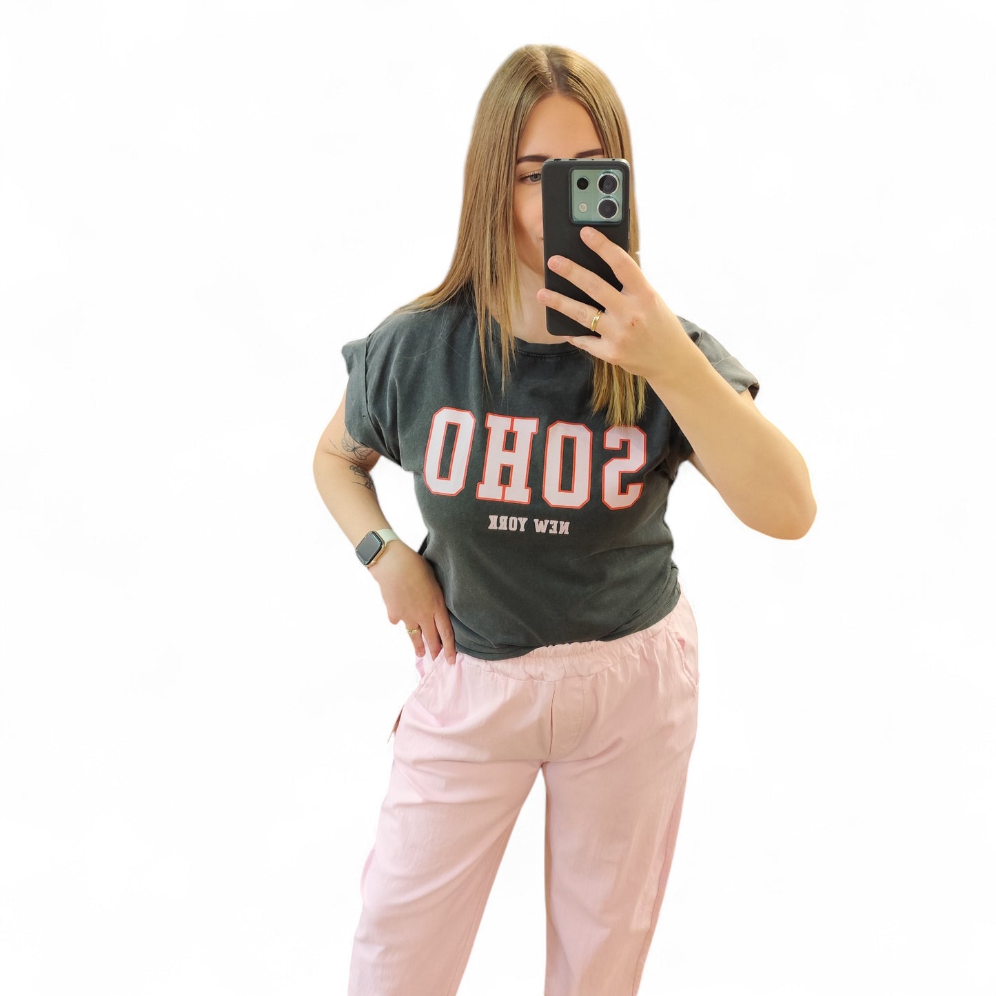 T-Shirt mit Aufdruck in Grau