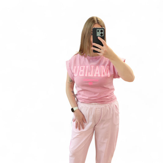 T-Shirt mit Aufdruck in Rosa