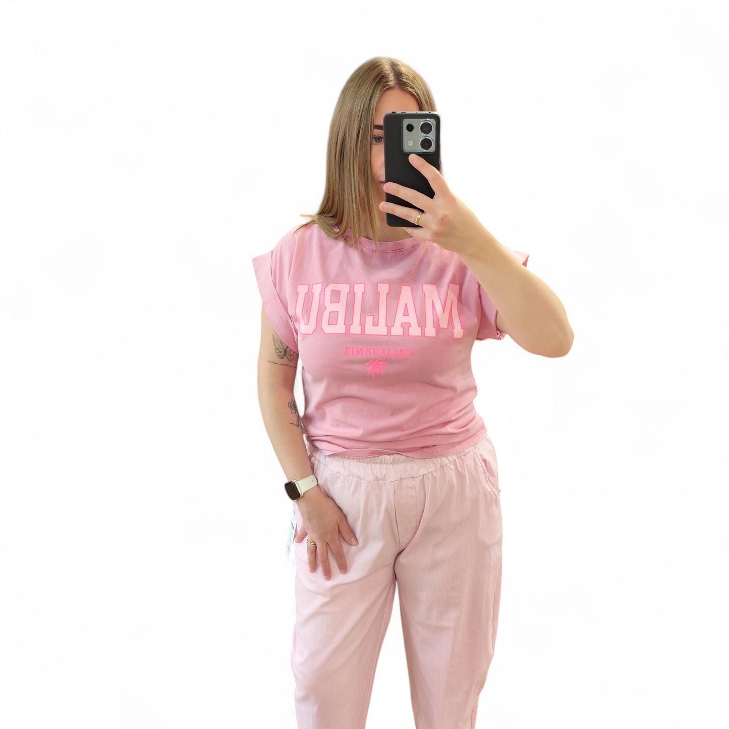 T-Shirt mit Aufdruck in Rosa
