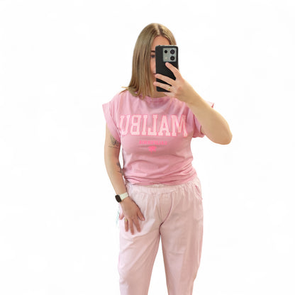 T-Shirt mit Aufdruck in Rosa